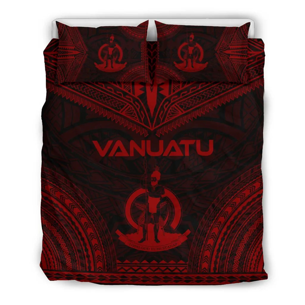 Vanuatu Polynesian Chief Duvet Cover Set - Red Version