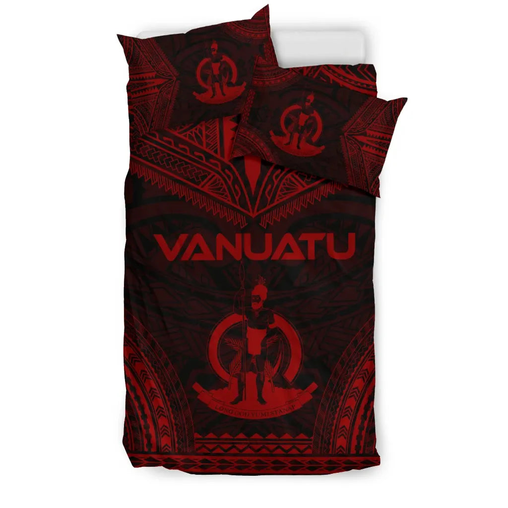 Vanuatu Polynesian Chief Duvet Cover Set - Red Version