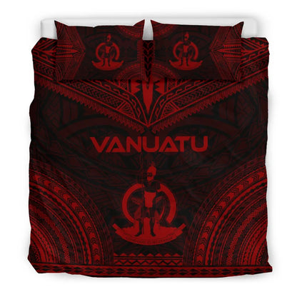 Vanuatu Polynesian Chief Duvet Cover Set - Red Version