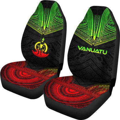Vanuatu Car Seat Cover - Vanuatu Coat Of Arms Polynesian Chief Tattoo Reggae Version