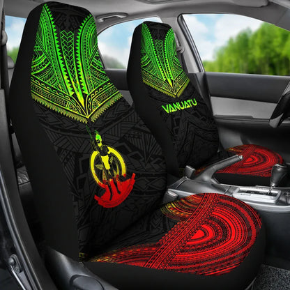 Vanuatu Car Seat Cover - Vanuatu Coat Of Arms Polynesian Chief Tattoo Reggae Version