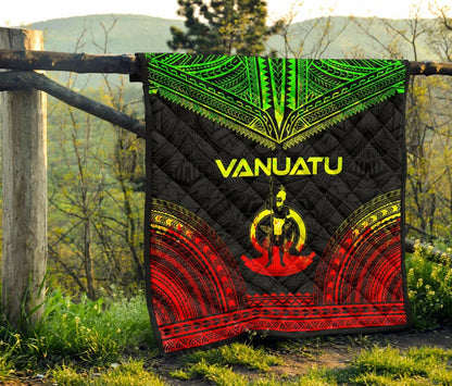 Vanuatu Premium Quilt - Vanuatu Coat Of Arms Polynesian Chief Reggae Version