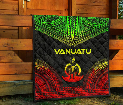 Vanuatu Premium Quilt - Vanuatu Coat Of Arms Polynesian Chief Reggae Version