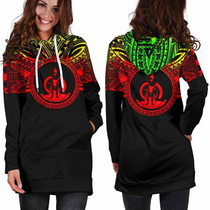 Vanuatu Female Hoodie Dress - Vanuatu Coat Of Arms Polynesian Reggae Color