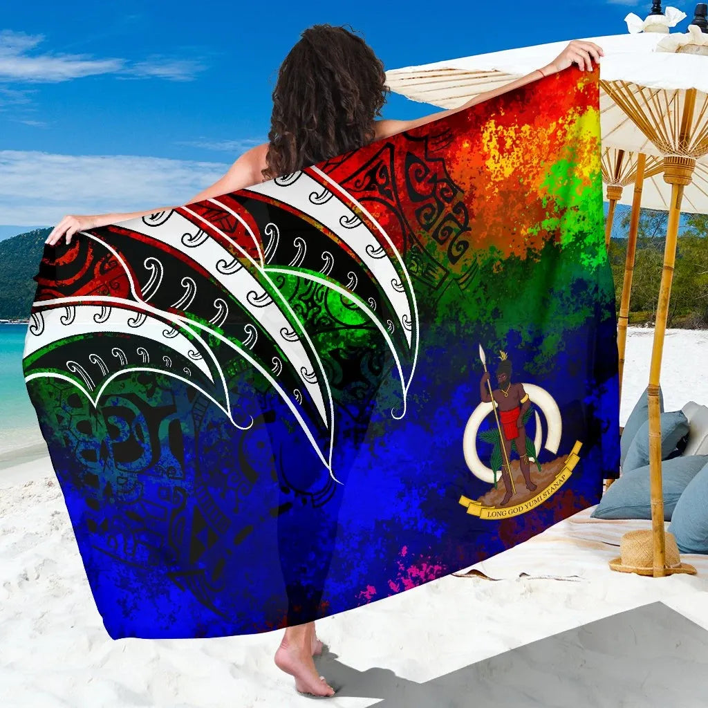 Vanuatu Sarong - Tropical Leaf Rainbow Color