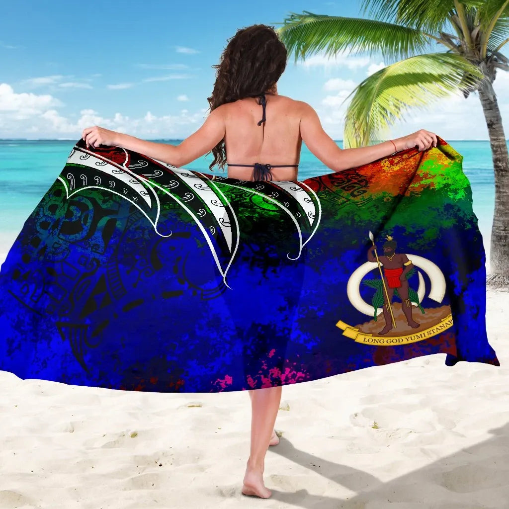 Vanuatu Sarong - Tropical Leaf Rainbow Color