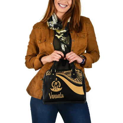 Vanuatu Shoulder Handbag - Gold Polynesian Tentacle Tribal Pattern