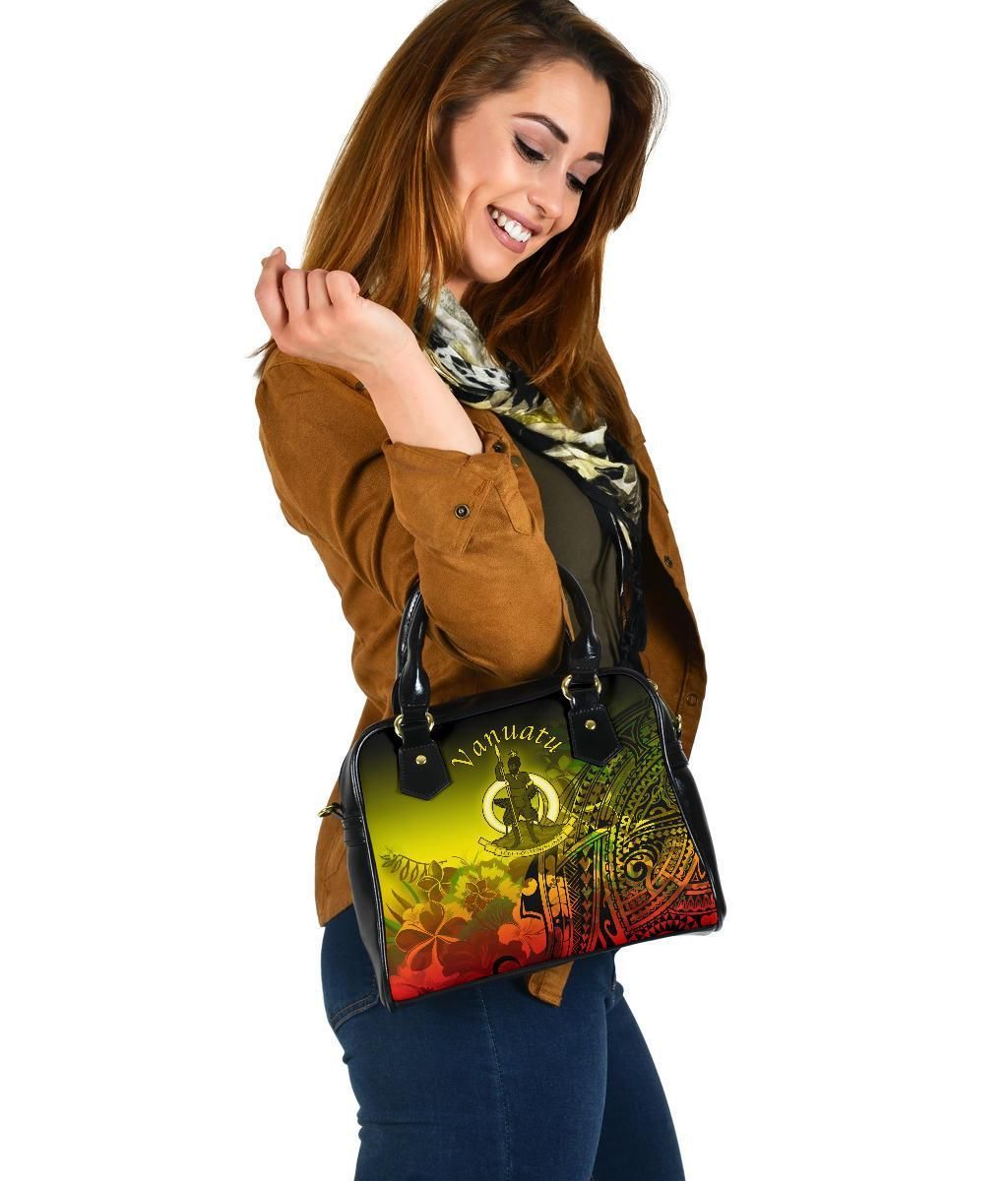 Vanuatu Shoulder Handbag - Humpback Whale With Tropical Flowers (Yellow)