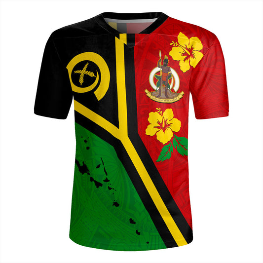 Vanuatu Rugby Jersey Tribal Polynesia Tattoo With Map