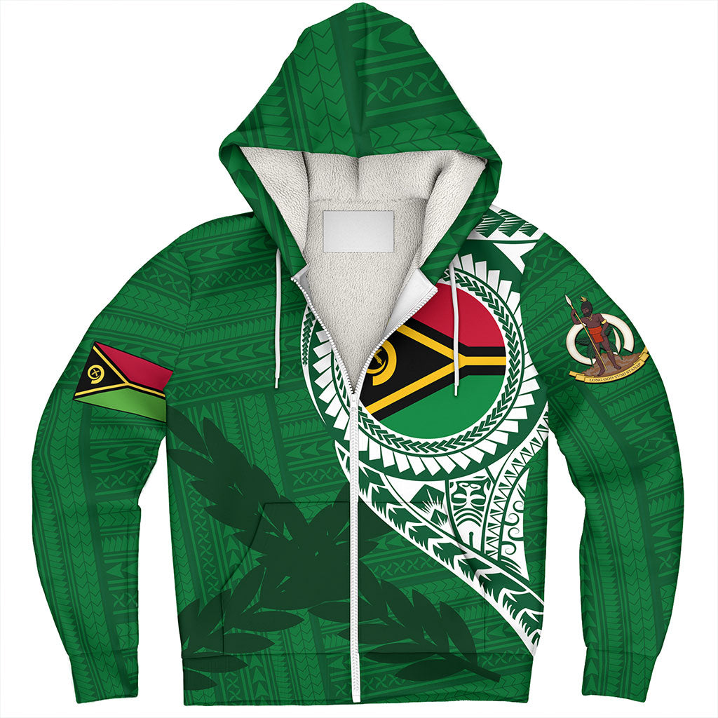 Vanuatu Sherpa Hoodie Tribal Melanesia Leaf