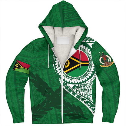 Vanuatu Sherpa Hoodie Tribal Melanesia Leaf