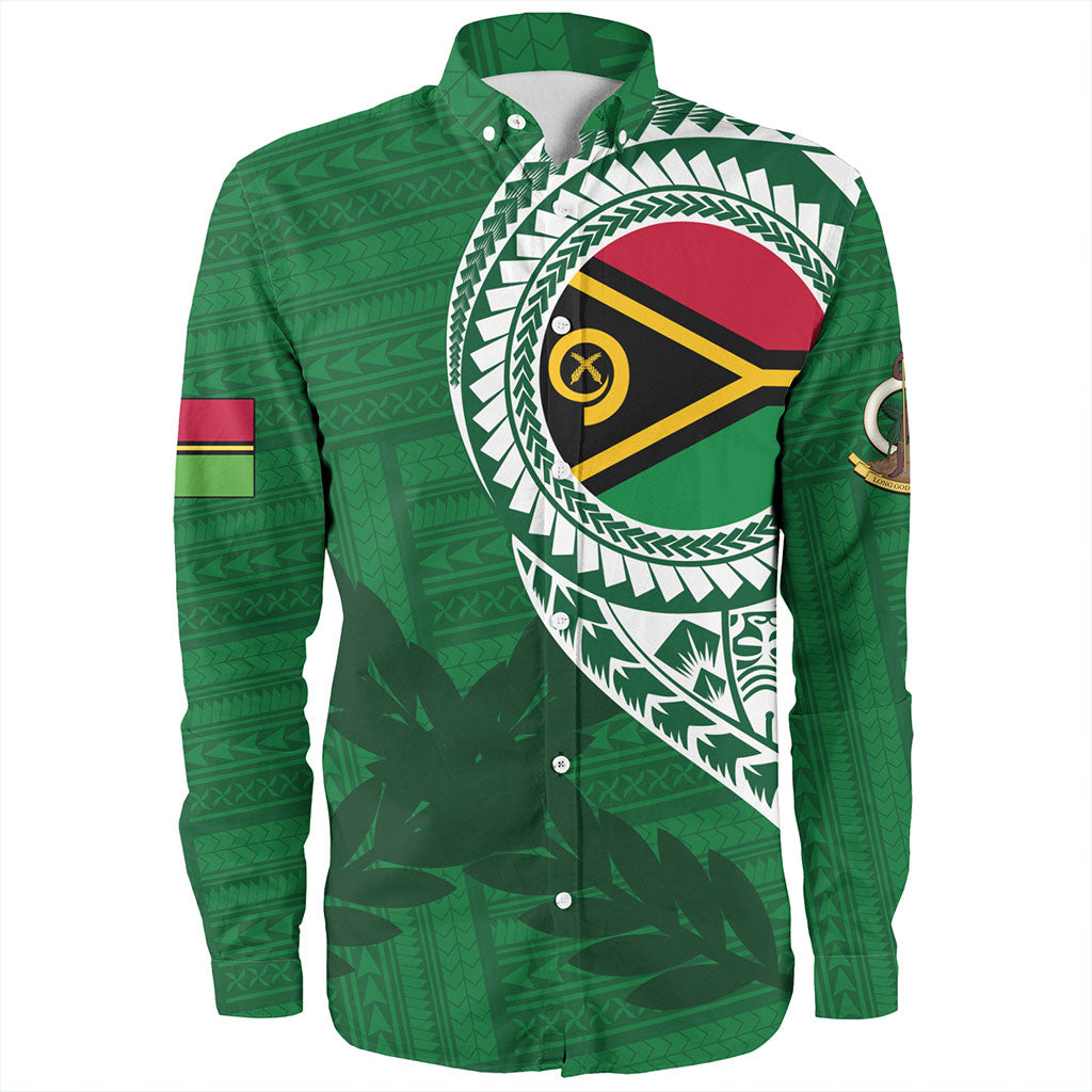 Vanuatu Long Sleeve Shirt Tribal Melanesia Leaf