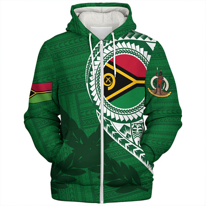 Vanuatu Sherpa Hoodie Tribal Melanesia Leaf