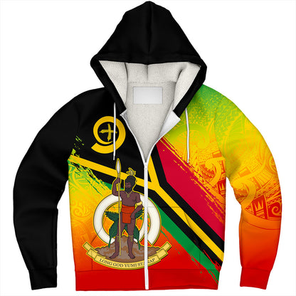 Vanuatu Sherpa Hoodie Tribal Pattern Flag Grunge