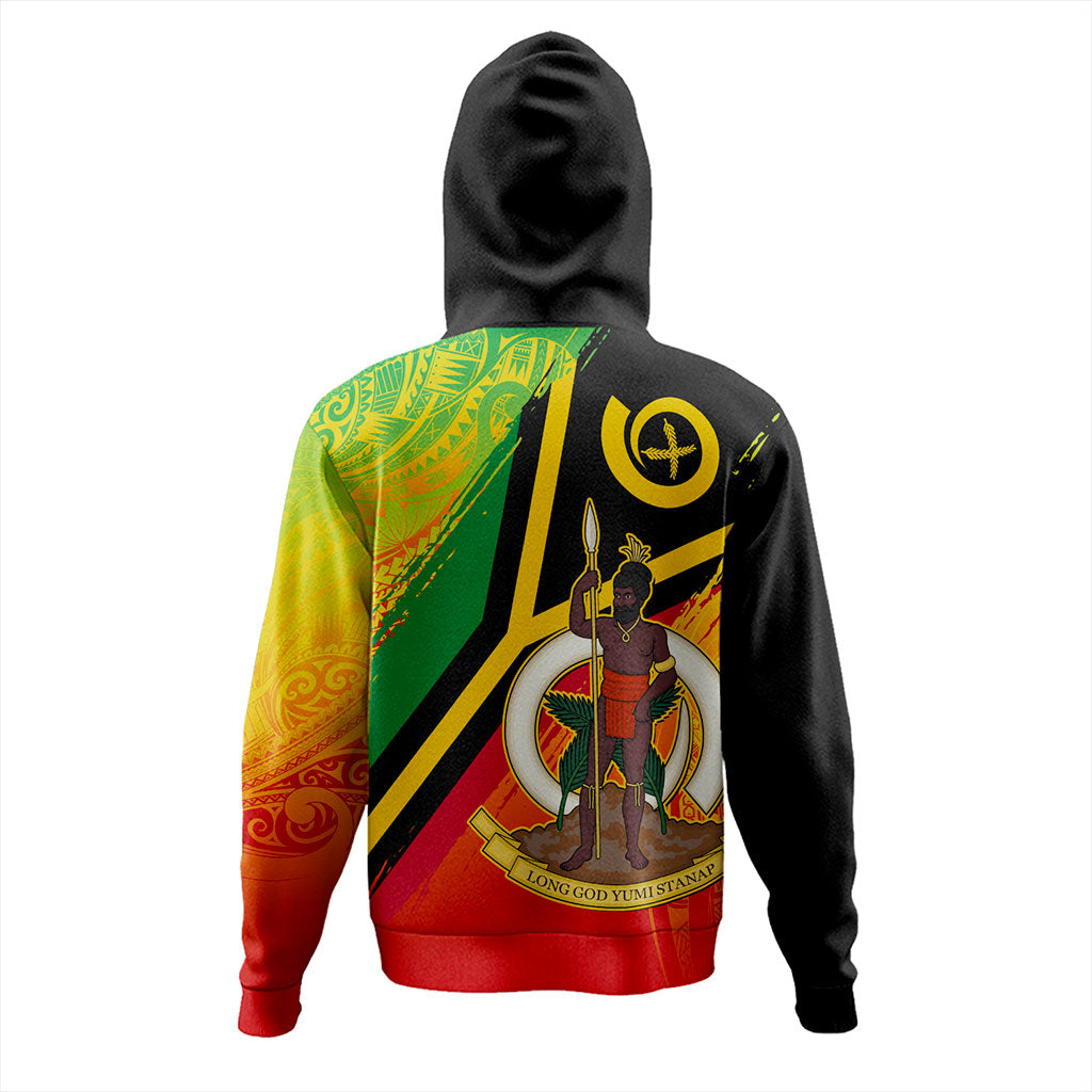 Vanuatu Hoodie Tribal Pattern Flag Grunge
