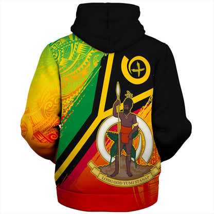 Vanuatu Sherpa Hoodie Tribal Pattern Flag Grunge