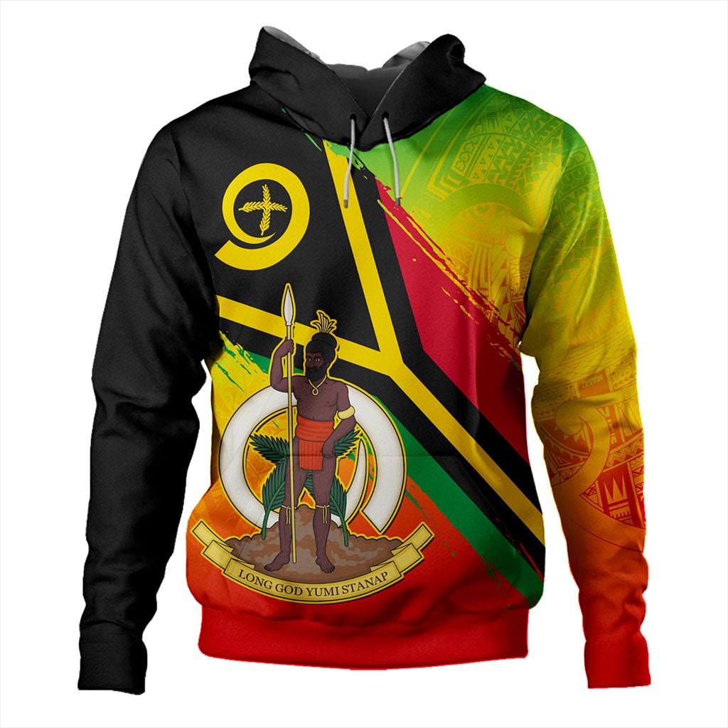 Vanuatu Hoodie Tribal Pattern Flag Grunge