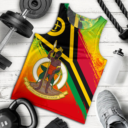 Vanuatu Tank Top Tribal Pattern Flag Grunge