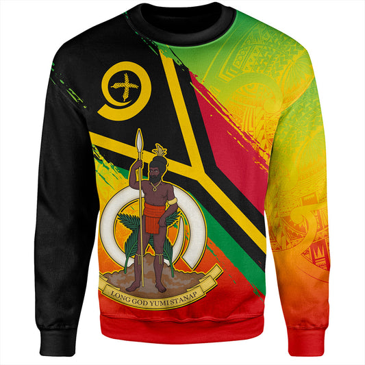 Vanuatu Sweatshirt Tribal Pattern Flag Grunge
