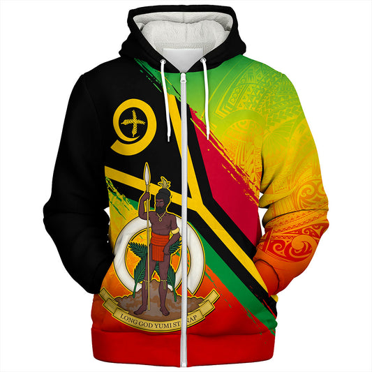Vanuatu Sherpa Hoodie Tribal Pattern Flag Grunge