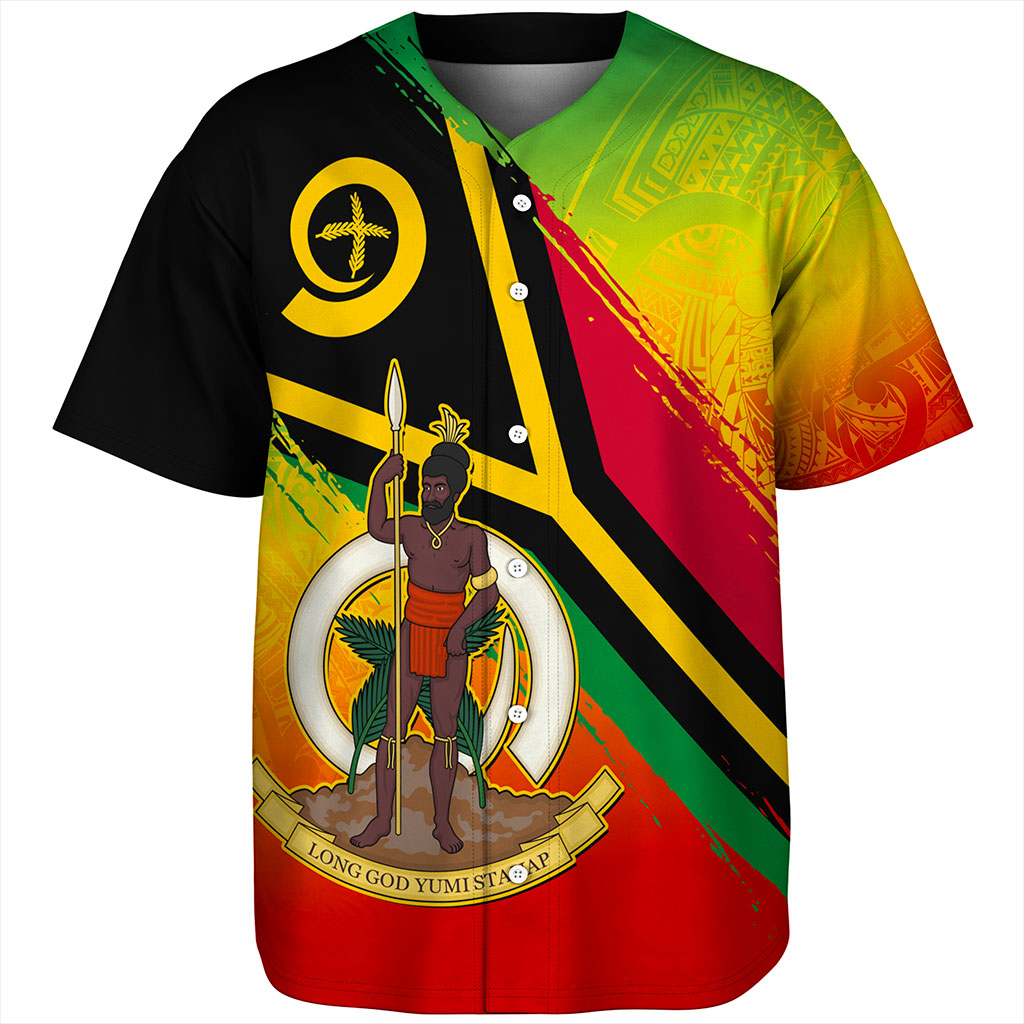 Vanuatu Baseball Shirt Tribal Pattern Flag Grunge