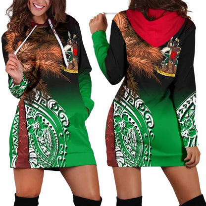 Vanuatu Female Hoodie Dress Polynesian Palm Tree Flag