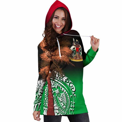 Vanuatu Female Hoodie Dress Polynesian Palm Tree Flag
