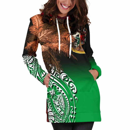 Vanuatu Female Hoodie Dress Polynesian Palm Tree Flag