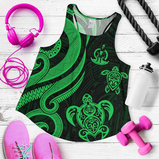 Vanuatu Women Racerback Tank - Green Tentacle Turtle