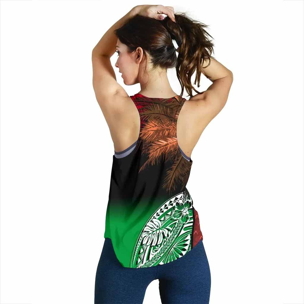 Vanuatu Women Racerback Tank Polynesian Palm Tree Flag