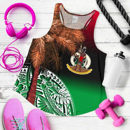 Vanuatu Women Racerback Tank Polynesian Palm Tree Flag