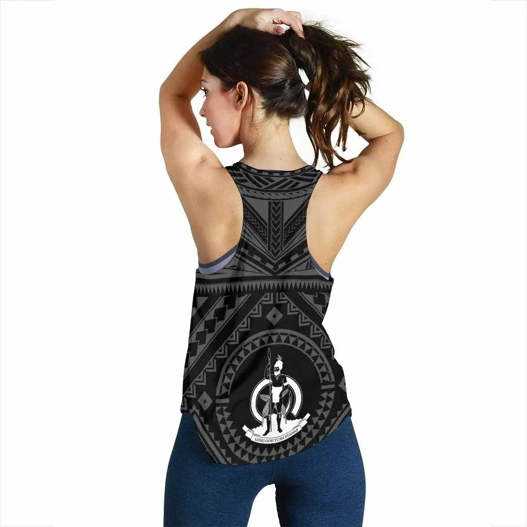 Vanuatu Women Racerback Tank - Vanuatu Seal With Polynesian Tattoo Style