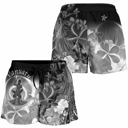 Vanuatu Women Shorts - Humpback Whale with Tropical Flowers (White)