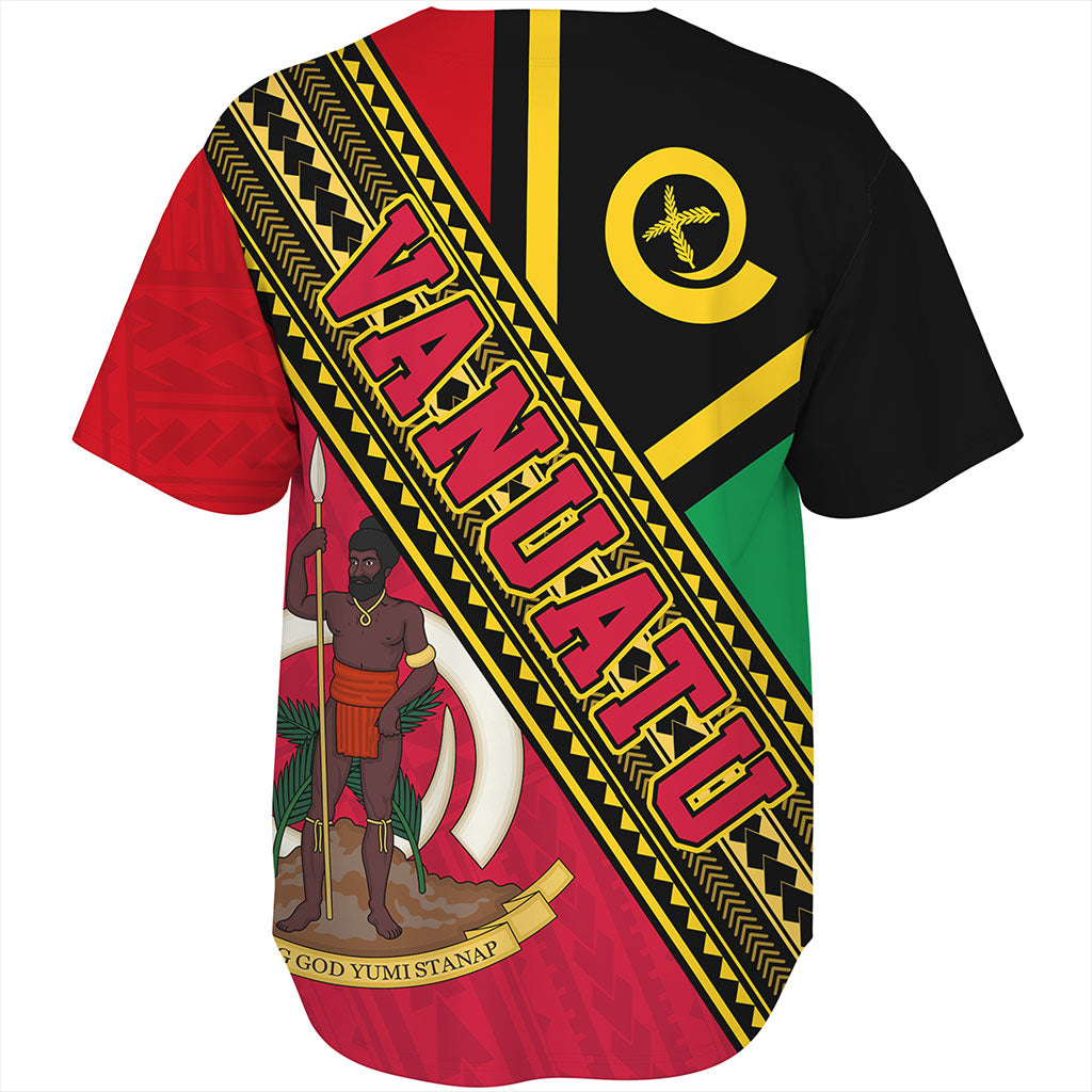 Vanuatu Baseball Shirt Flag And Coat Of Arms
