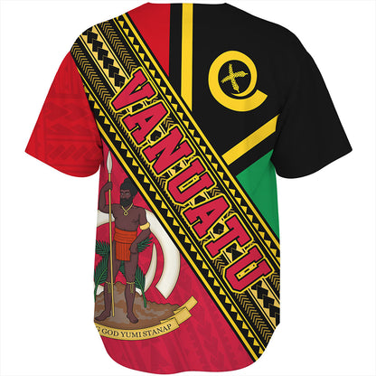 Vanuatu Baseball Shirt Flag And Coat Of Arms