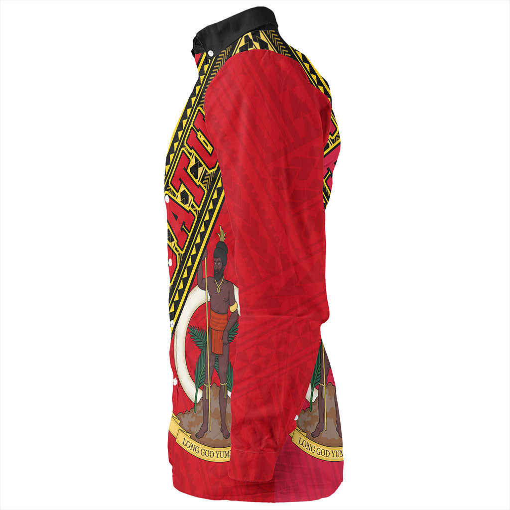 Vanuatu Long Sleeve Shirt Flag And Coat Of Arms