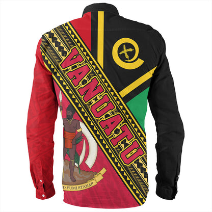 Vanuatu Long Sleeve Shirt Flag And Coat Of Arms