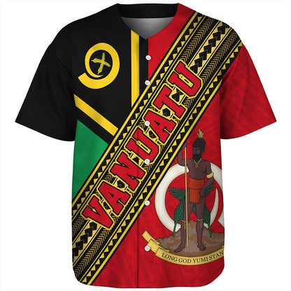 Vanuatu Baseball Shirt Flag And Coat Of Arms