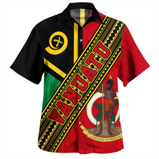 Vanuatu Hawaiian Shirt Flag And Coat Of Arms