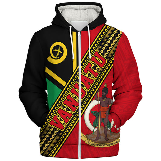 Vanuatu Sherpa Hoodie Flag And Coat Of Arms