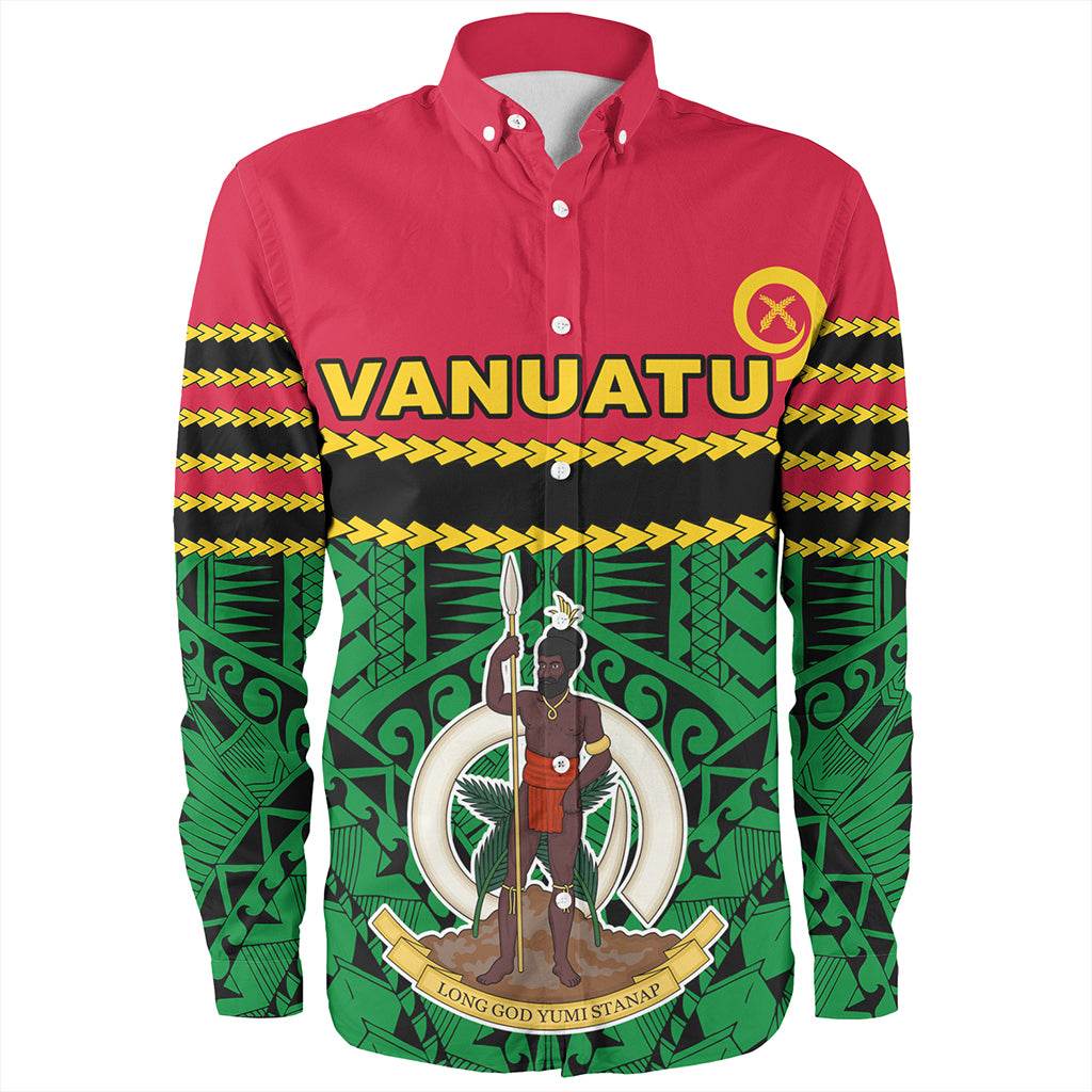 Vanuatu Long Sleeve Shirt Melanesian Tribal Pattern