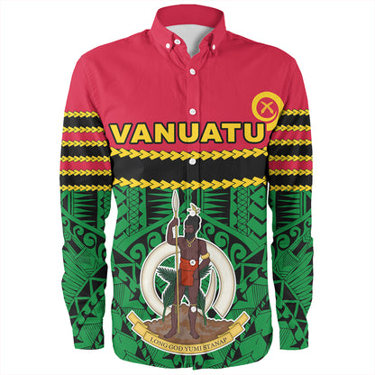 Vanuatu Long Sleeve Shirt Melanesian Tribal Pattern