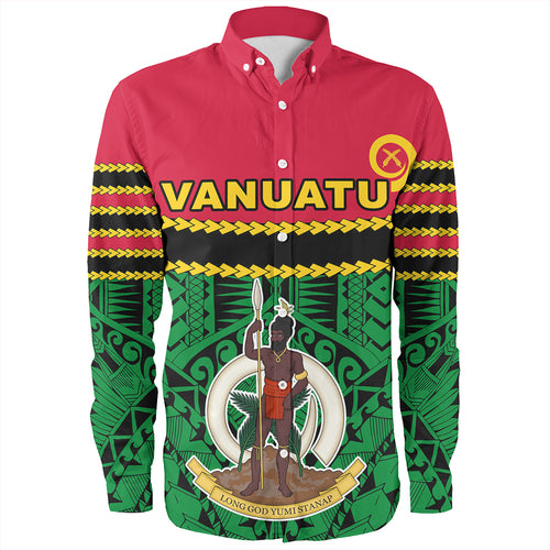 Vanuatu Long Sleeve Shirt Melanesian Tribal Pattern