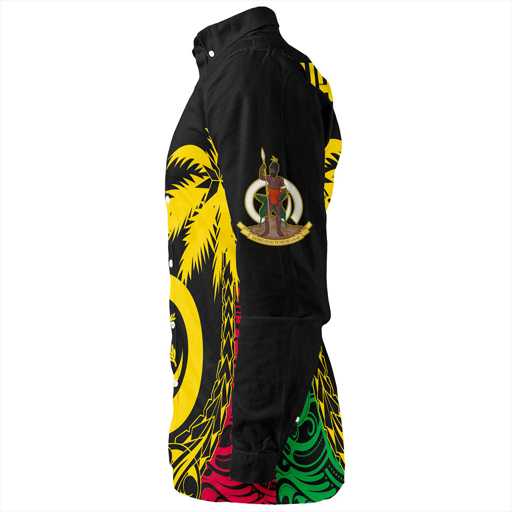 Vanuatu Long Sleeve Shirt Tribal Pattern Coconut
