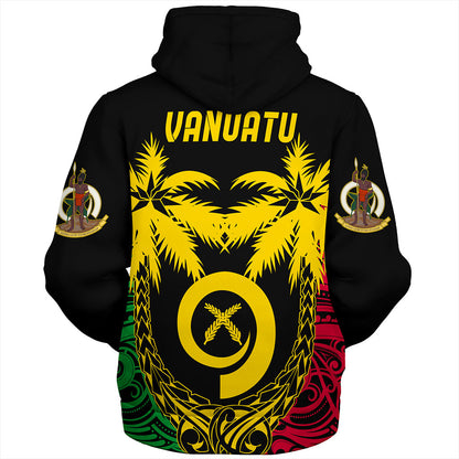 Vanuatu Sherpa Hoodie Tribal Pattern Coconut