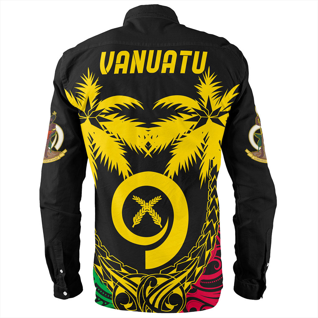Vanuatu Long Sleeve Shirt Tribal Pattern Coconut