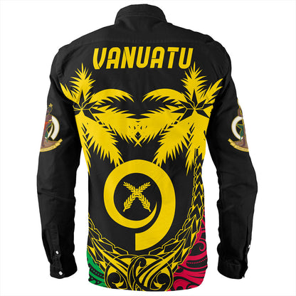 Vanuatu Long Sleeve Shirt Tribal Pattern Coconut