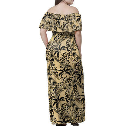 Polynesia Combo Dress And Shirt Tribal Coconut Palm