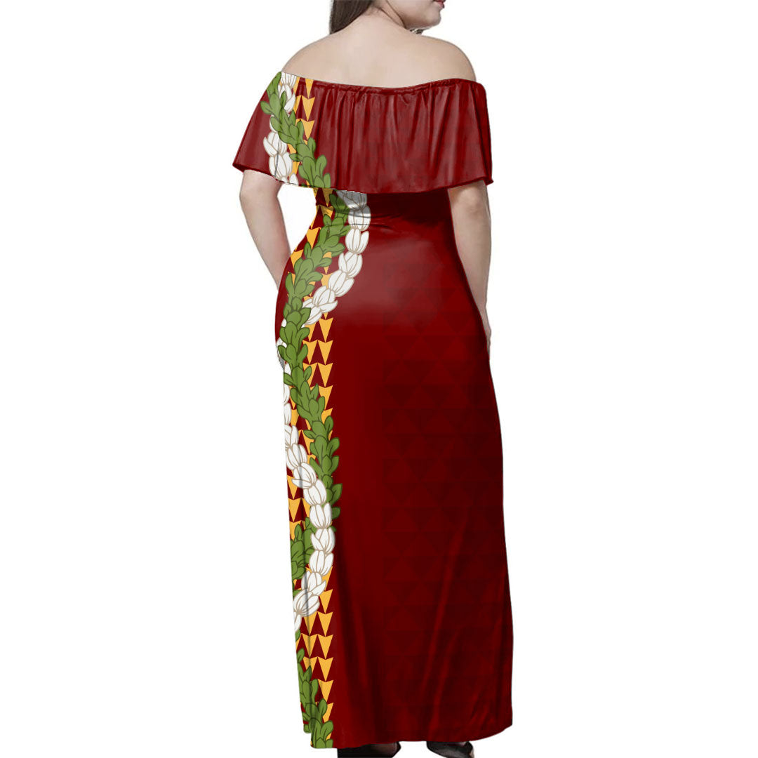 Hawaii Polynesian Combo Dress And Shirt Kanaka Maoli Puakenikeni Maile Flower Lei