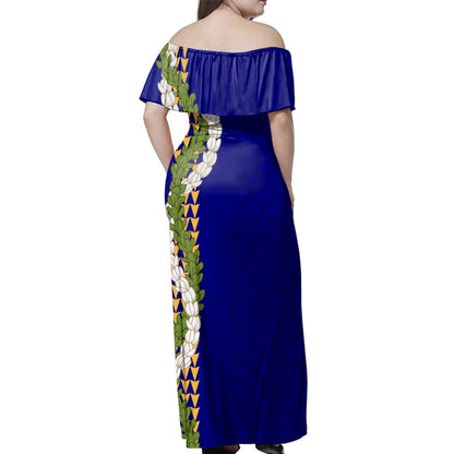 Hawaii Polynesian Combo Dress And Shirt Kanaka Maoli Puakenikeni Maile Flower Lei